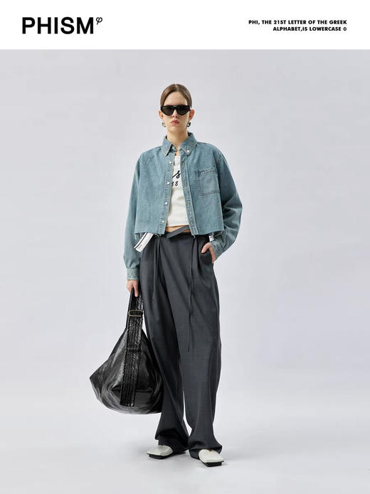 水洗短款牛仔衬衫 商品图1