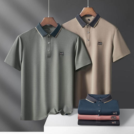 商务polo衫新款男士T恤青年薄款高弹撞色翻领短袖休闲半袖   MD-89630* 商品图0