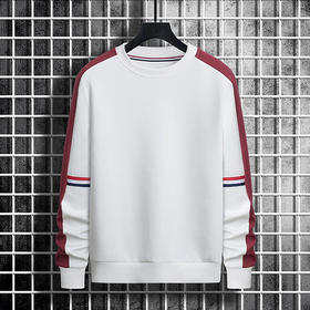 【新款DSK】大依优型大码圆领卫衣撞色插肩袖简约长袖加肥加大胖子上衣男士T恤肥佬打底男装