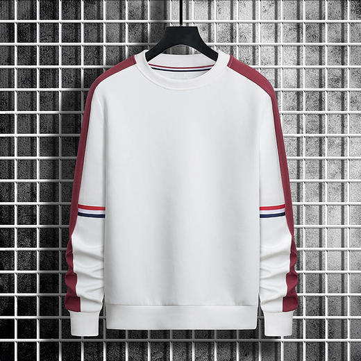 【新款DSK】大依优型大码圆领卫衣撞色插肩袖简约长袖加肥加大胖子上衣男士T恤肥佬打底男装 商品图0