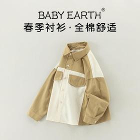 男童衬衫春季宝宝韩版撞色上衣小童长袖翻领衣服春装儿童纯棉衬衣