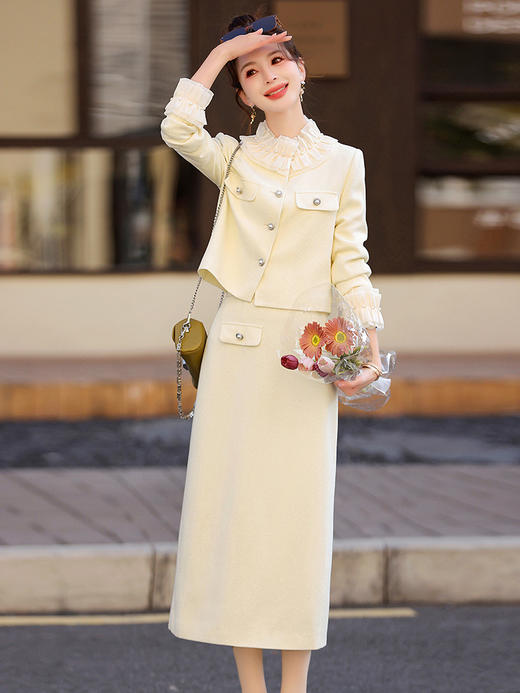 拼接百褶小香风套装2024年春季气质时尚优雅法式两件套裙HR-YWY8923 商品图4