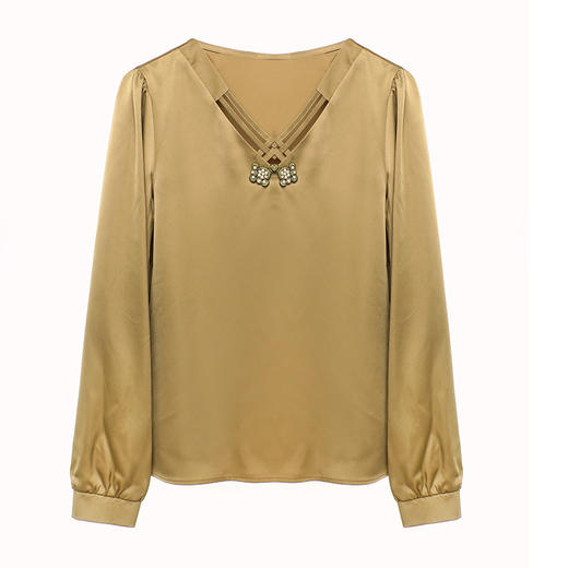 SMZ15139中国风盘扣衬衫女春季2024新款长袖缎面上衣复古洋气中年妈妈小衫 商品图4