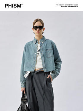 水洗短款牛仔衬衫