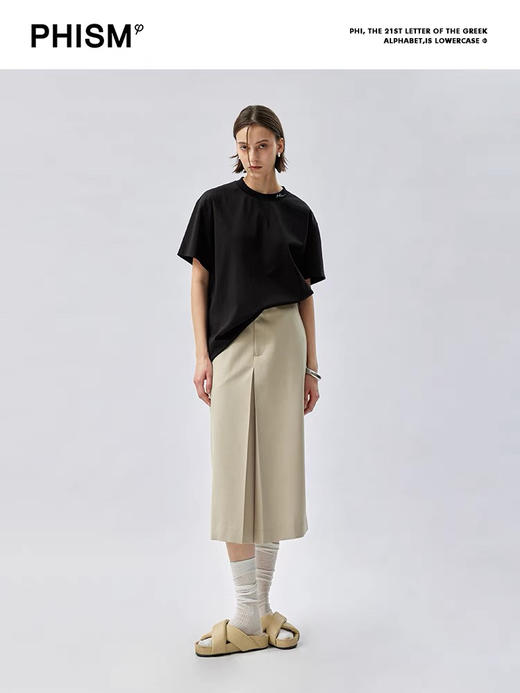 无腰头前翻褶半身裙 商品图1