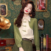 KQL-8603新中式国风长袖衬衫女春季春装新款假两件雪纺复古盘扣上衣 商品缩略图1