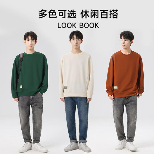 【Q】【新款DSL】大依优型大码圆领卫衣净版长袖加肥加大胖子上衣男士T恤肥佬打底男装 商品图2