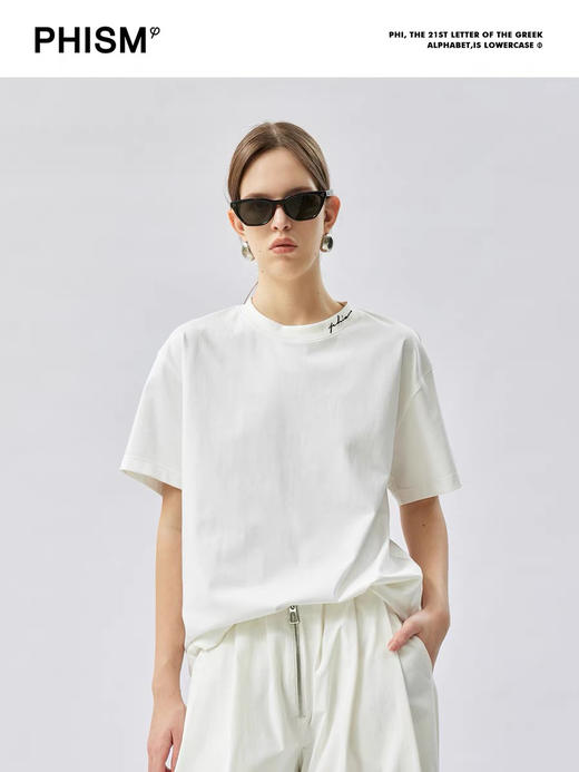 领口刺绣T恤 商品图0