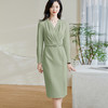 米思阳2026春季新款气质高级感收腰连衣裙v领褶皱修身一步裙0517 商品缩略图3