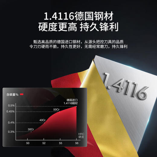 OOU! 厨具 厨房刀具套装 德国材质抗菌 家用切菜刀 剪刀 带磨刀器 商品图4