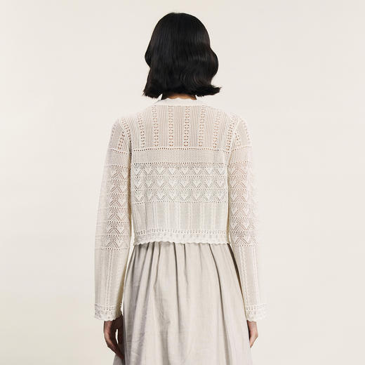 谜底针织开衫长袖2024年夏新品文艺风肌理感提花薄外套242MZ0866 商品图2