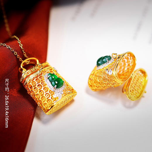 翡翠葫芦花丝香囊吊坠 送素链 CR 商品图2