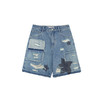 谜底牛仔短裤女2024年夏新品复古时尚贴布绣破洞直筒裤242MK0543 商品缩略图4