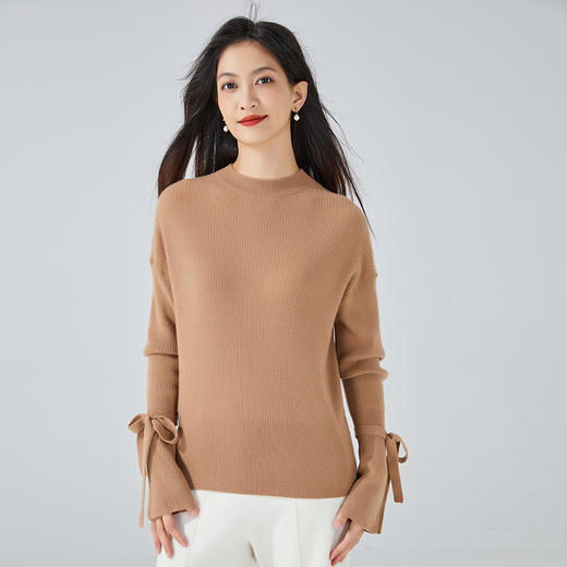 东黎 • 小山羊绒女士秋冬荷叶袖半高领套衫 3406 商品图0
