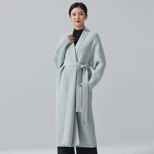 东黎 • 小山羊绒女士秋冬连帽系带中长款开衫 3370 商品图4