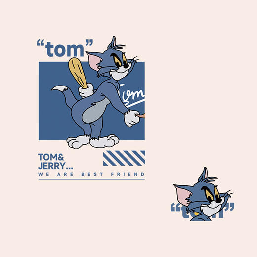 潮牌卡通汤姆杰瑞猫和老鼠胶印图案贴A级过粉白墨热转印烫画贴 商品图1