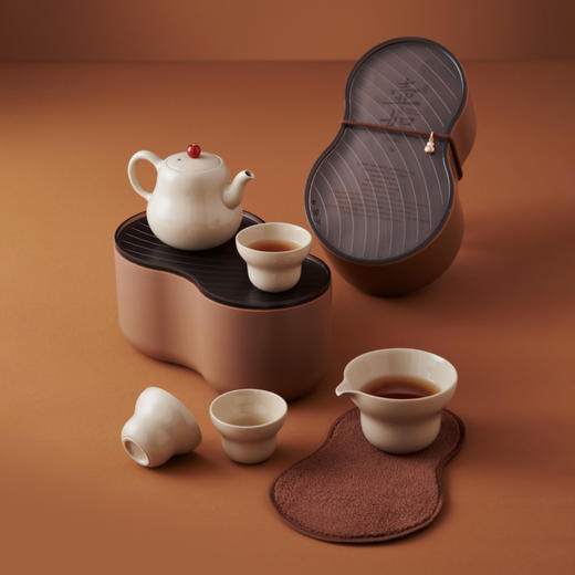 盒气有礼福如便携茶具套组一壶三杯旅行茶具中式国风陶瓷茶器 商品图6