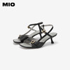 MIO米奥夏季方头高跟时装凉鞋简约质感牛皮革细跟凉鞋女鞋M243141503 商品缩略图3
