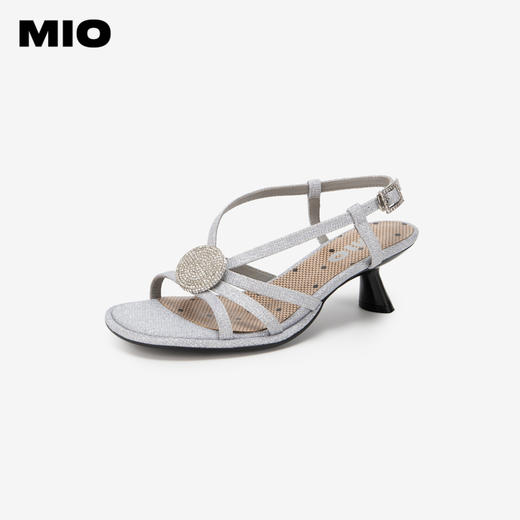 MIO米奥夏季韩版圆头时装凉鞋透气清爽异形中跟气质凉鞋女M243111303 商品图1