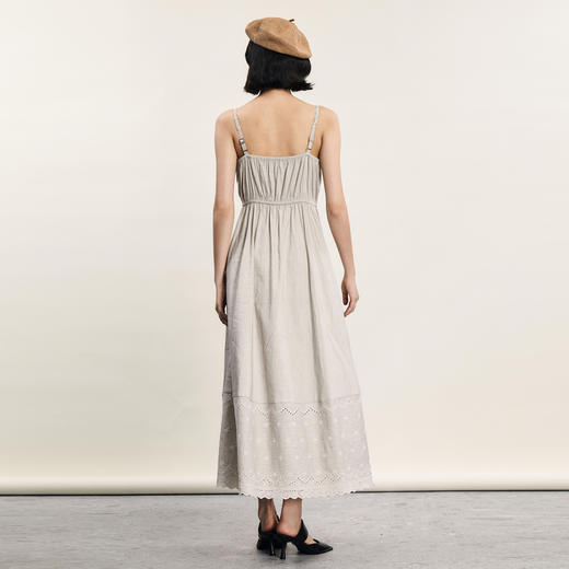 谜底吊带连衣裙2024夏新品优雅度假风设计感大摆裙长裙242ML0646 商品图2