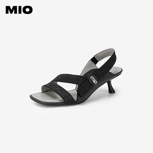 MIO米奥夏季方头高跟复古时装凉鞋异形细跟通勤高跟凉鞋女M243141507 商品图0