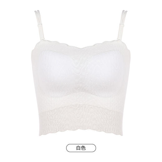 都市丽人抹胸女蕾丝背心无尺码可拆卸杯垫文胸背心二合一长抹胸长抹胸无钢圈无排扣LV42A2 商品图9