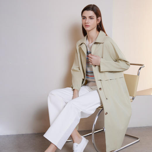 【中长款风衣外套】24年春夏女士新品垂感长袖过膝女外套 商品图0