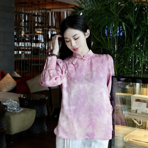 OG9730 早春新中式国风百搭日常休闲改良复古民族风衬衫小立领打底衫 商品图0