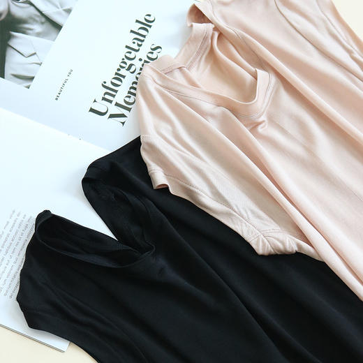 TG03S284春夏真丝一分袖打底衫女家居服 桑蚕丝圆领短袖T恤腋下吸汗层 商品图2