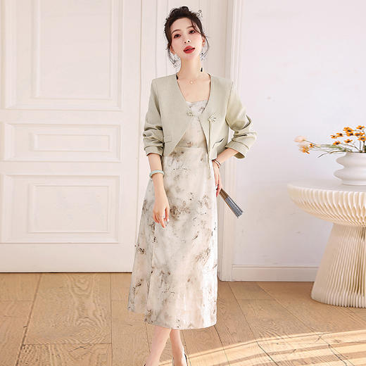 新中式盘扣小外套，吊带裙两件套HR-YWY8930 商品图5