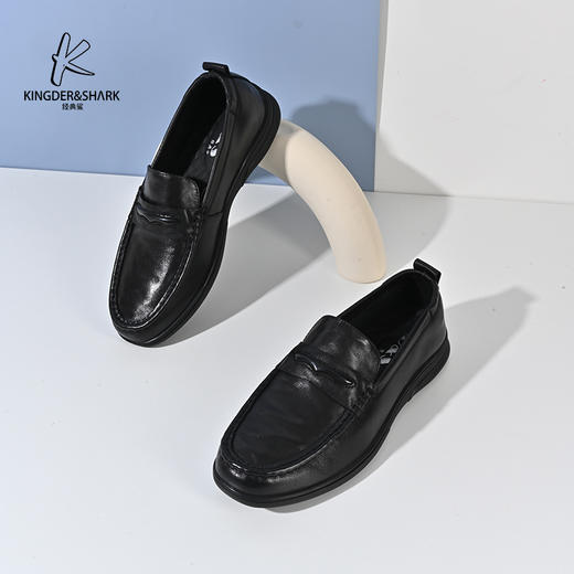 2024经典鲨春季男士新款一脚蹬通勤百搭时尚牛皮革皮鞋KW261-D14021 商品图4