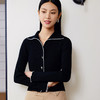 玳莎翻领羊毛针织开衫女2024年新款修身时尚黑色显瘦上衣毛衣  EA33303 商品缩略图1