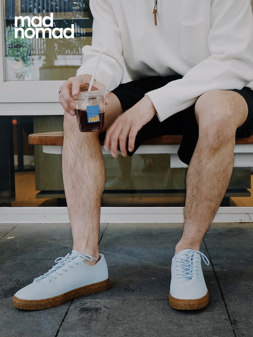 madnomad｜冰川蓝 Lagom vegan sneakers 素皮软木底鞋 荔枝纹 商品图3