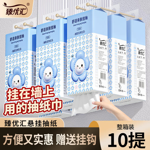 「19.9元到手3大提！单提1000抽」10提悬挂式抽纸居家日用实惠装卫生纸亲肤柔软面巾纸 商品图0