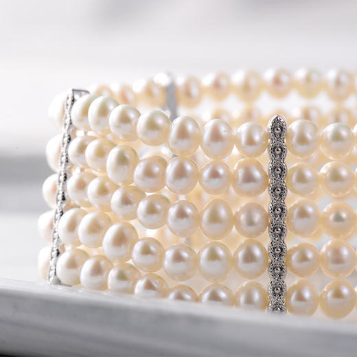 【Zhuella】多圈奢华款 天然淡水珍珠手链 珍珠大小:3-4mm; 长度:16cm 商品图5