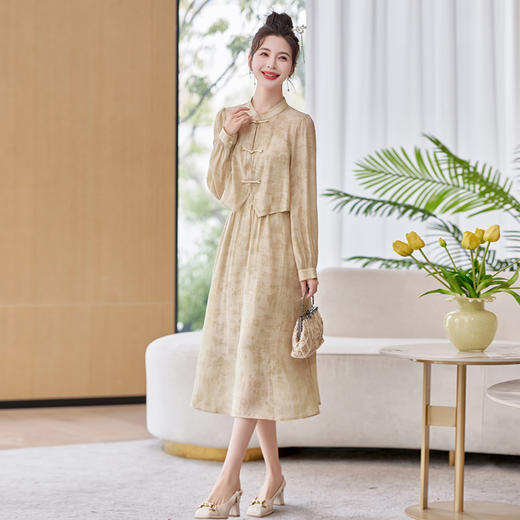 修身时尚复古，新中式连衣裙两件套HR-LYSL3325 商品图3
