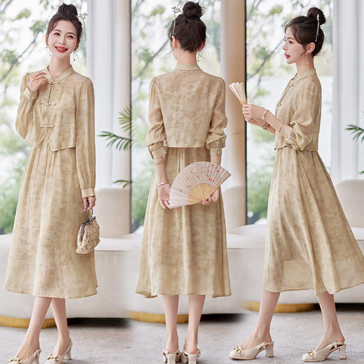 修身时尚复古，新中式连衣裙两件套HR-LYSL3325 商品图8