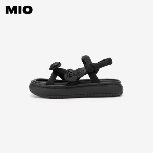 MIO米奥夏沙滩鞋中跟休闲凉鞋蓬软扭结云感厚底通勤凉鞋女M243131424 商品图2