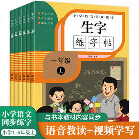 生字练字帖 小学生1-6年级上下册语文 同步生字练字帖  小学生专用正版每日一练描红规范字楷书 写字课课练 手写本 笔顺描红硬笔书法田字格练习本