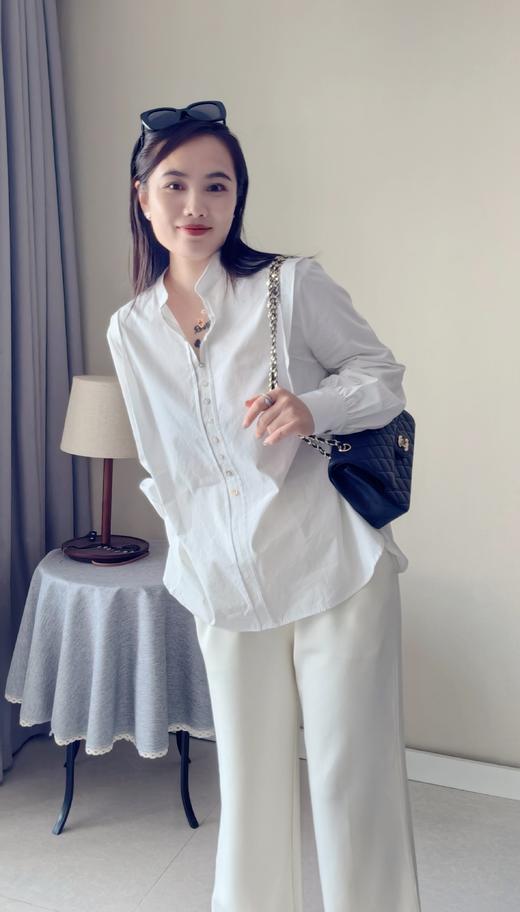 利落大方贝壳扣子小立领小中式白衬衫 商品图10