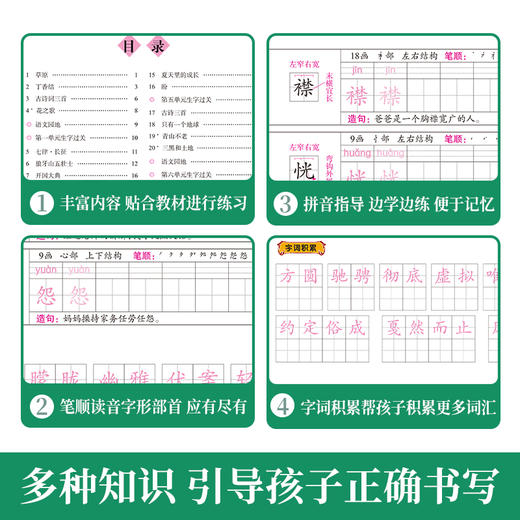 生字练字帖 小学生1-6年级上下册语文 同步生字练字帖  小学生专用正版每日一练描红规范字楷书 写字课课练 手写本 笔顺描红硬笔书法田字格练习本 商品图1