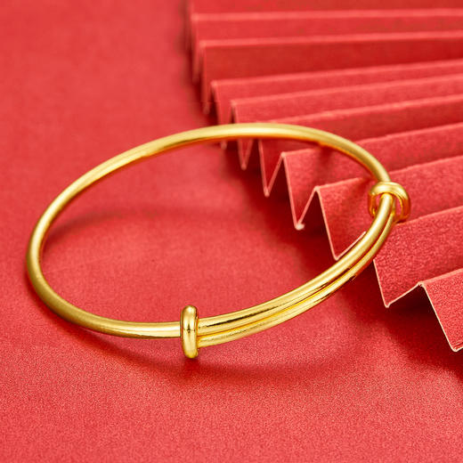 【限时克减128元】足金999.9 #儿童/宝宝 黄金光圈空心推拉童镯BB镯宝宝镯（单只）(TZ00011-01)（预售产品下单后不退款不退货不换货不补差价） 商品图2