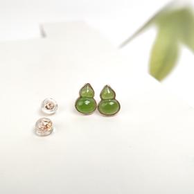 DS925碧玉耳钉-全包葫芦