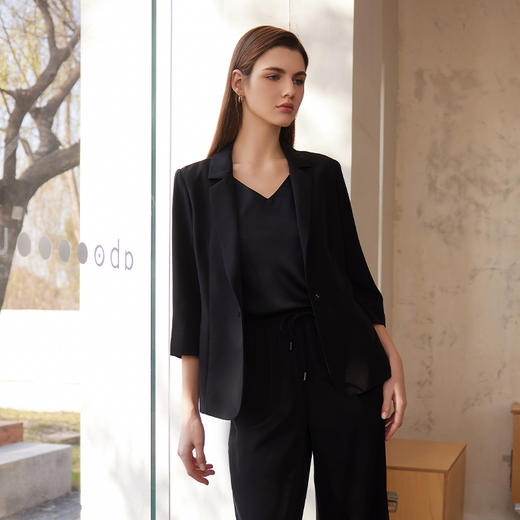 【桑蚕丝西装外套】24年春夏新品女士外套时尚通勤一粒扣小外套 商品图1