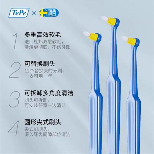瑞典tepe间隙清洁牙刷（中毛/12个替换头） 商品图1
