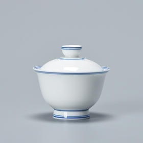 清宫盖碗白瓷二才盖碗 单个大号敬泡茶杯景德镇手绘青花功夫茶具茶碗壶承