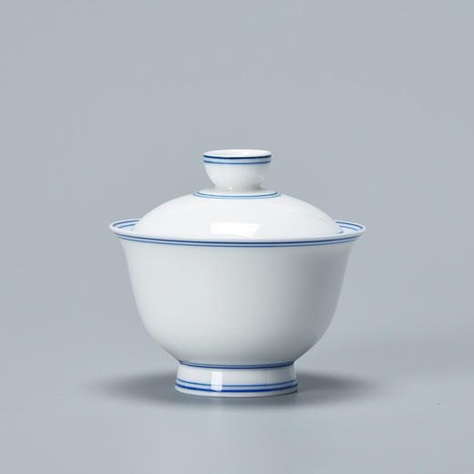 清宫盖碗白瓷二才盖碗 单个大号敬泡茶杯景德镇手绘青花功夫茶具茶碗壶承 商品图0