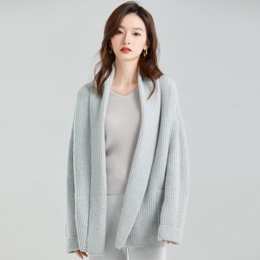 东黎 • 小山羊绒女士秋冬宽松落肩中长款开衫 2090 商品图2