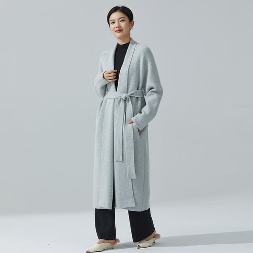 东黎 • 小山羊绒女士秋冬连帽系带中长款开衫 3370 商品图3