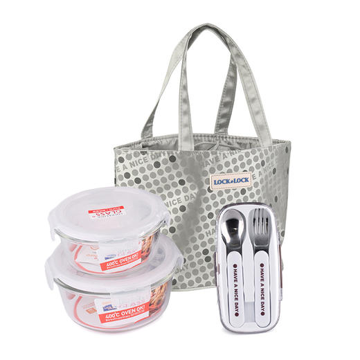 Lock&lock乐扣 耐热玻璃保鲜盒 享乐提袋套装LLG 901FU 商品图4